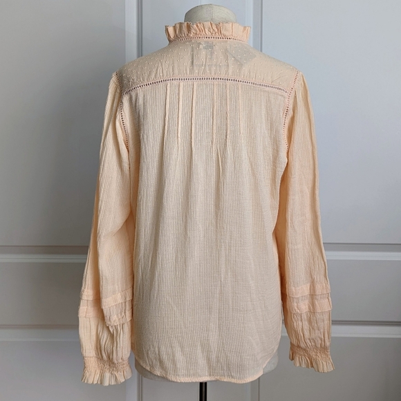Faherty Willa Button Front 100% Organic Cotton Long Sleeve Vanilla Cream M NWT - Picture 10 of 16